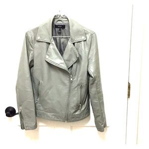 GRAY FAUX LEATHER JACKET Price is Firm.